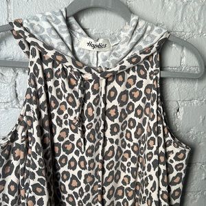 Cold Shoulder long Sleeve hooded leopard Print